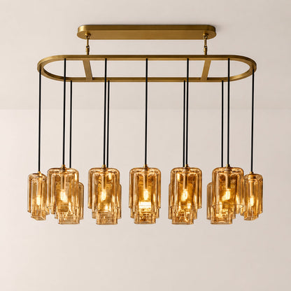 Lecoun Amber Glass Rectangular Chandelier
