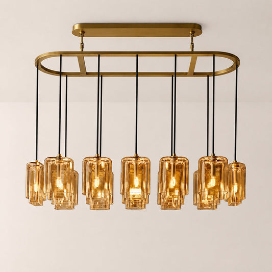 Lecoun Amber Glass Rectangular Chandelier