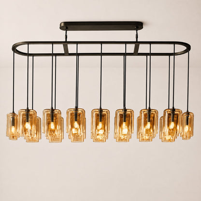 Lecoun Amber Glass Rectangular Chandelier