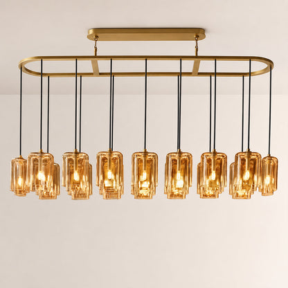 Lecoun Amber Glass Rectangular Chandelier