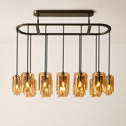 Lecoun Amber Glass Rectangular Chandelier