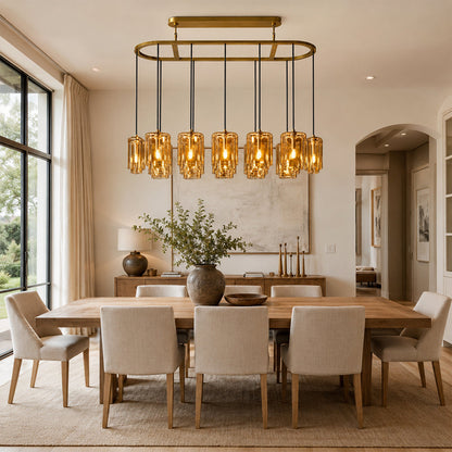 Lecoun Amber Glass Rectangular Chandelier
