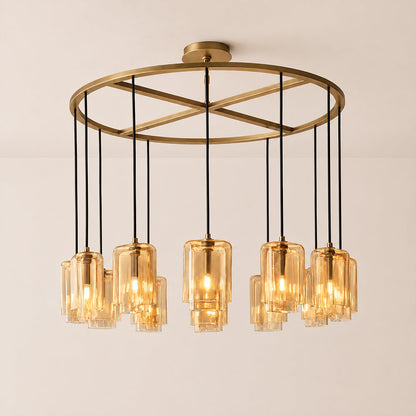 Lecoun Amber Glass Round Chandelier