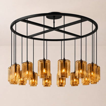 Lecoun Amber Glass Round Chandelier