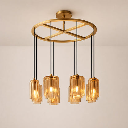 Lecoun Amber Glass Round Chandelier