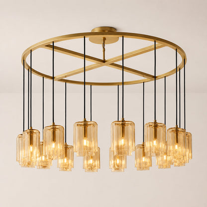 Lecoun Amber Glass Round Chandelier
