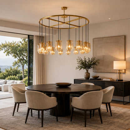 Lecoun Amber Glass Round Chandelier