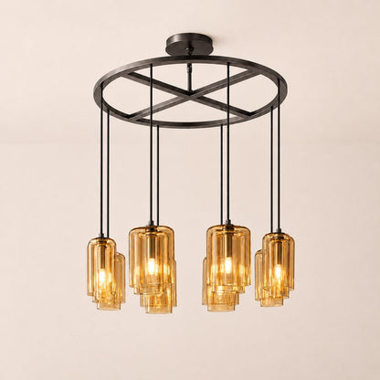 Lecoun Amber Glass Round Chandelier