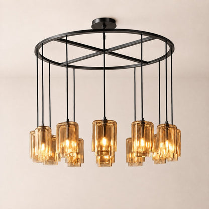 Lecoun Amber Glass Round Chandelier