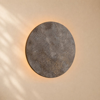 Leif Travertine Disc Outdoor Sconce