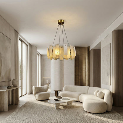 Lunea Circular Alabaster Chandelier 24"D