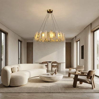 Lunea Circular Alabaster Chandelier 48"D