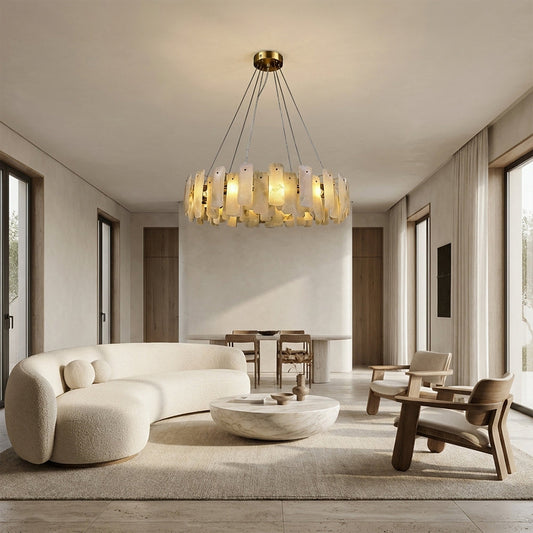 Lunea Circular Alabaster Chandelier 48"D