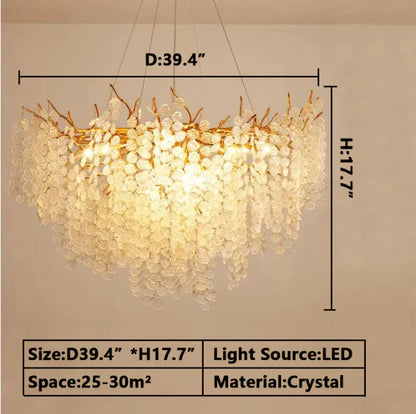 Luxury Branches Crystal Frosted Glass Chandelier