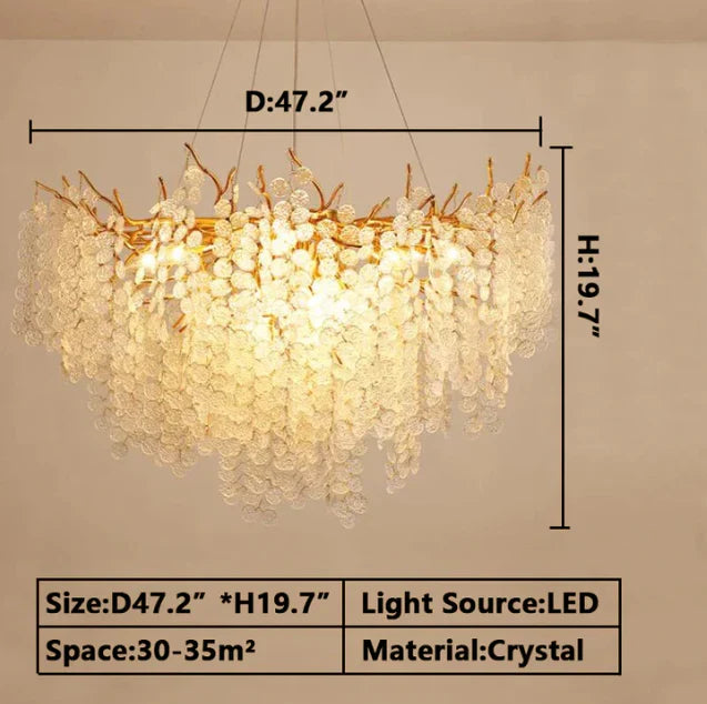 Luxury Branches Crystal Frosted Glass Chandelier