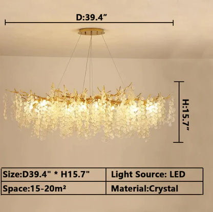 Luxury Branches Crystal Frosted Glass Chandelier