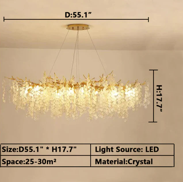 Luxury Branches Crystal Frosted Glass Chandelier