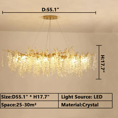 Luxury Branches Crystal Frosted Glass Chandelier