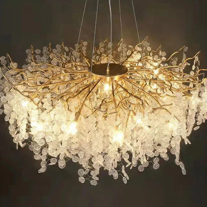 Luxury Branches Crystal Frosted Glass Chandelier