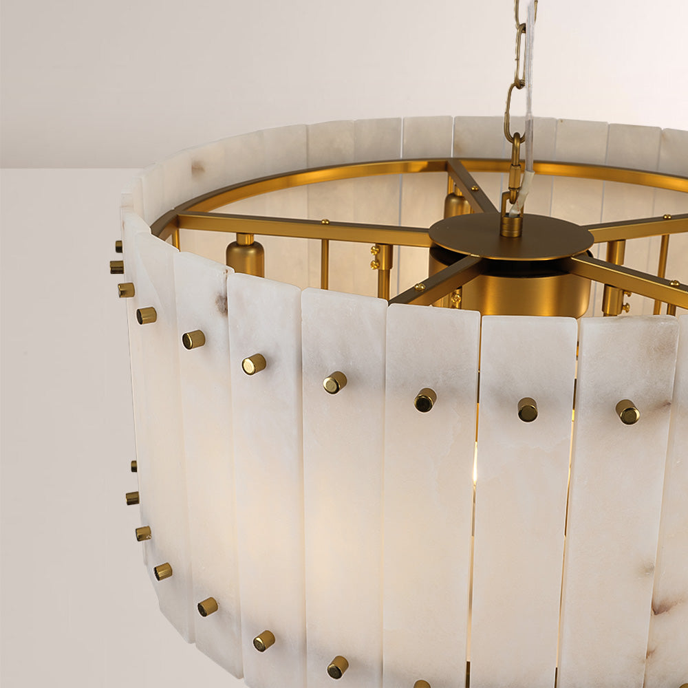 Mervin Alabaster Round 2-Tiered Chandelier 22"