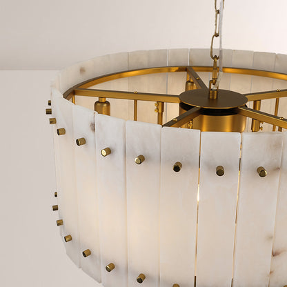 Mervin Alabaster Round 2-Tiered Chandelier 37"