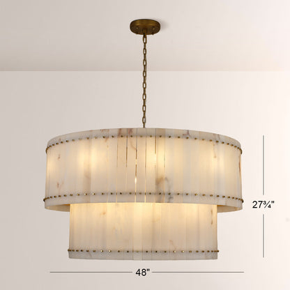 Mervin Alabaster Round 2-Tiered Chandelier 48"
