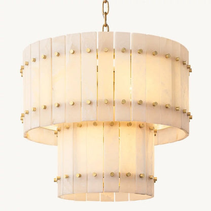 Mervin Alabaster Round 2-Tiered Chandelier 22"