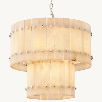 Mervin Alabaster Round 2-Tiered Chandelier 22"