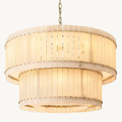 Mervin Alabaster Round 2-Tiered Chandelier 48"