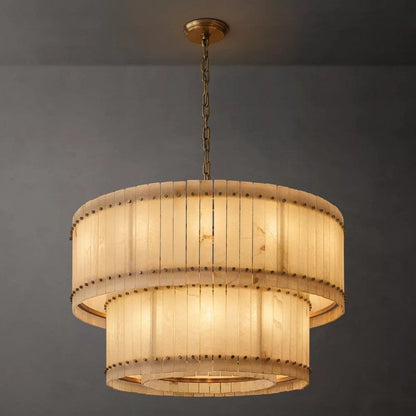 Mervin Alabaster Round 2-Tiered Chandelier 48"
