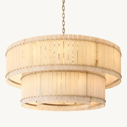Mervin Alabaster Round 2-Tiered Chandelier 60"