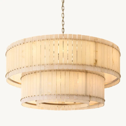 Mervin Alabaster Round 2-Tiered Chandelier 60"