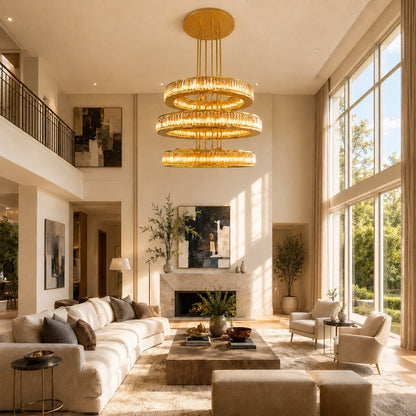 Miracle Luxury Amber Crystal 3-Tired Chandelier