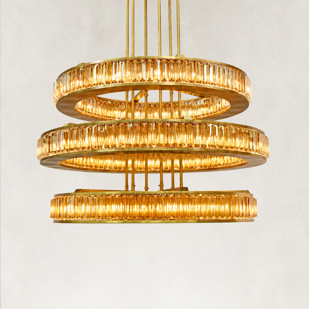 Miracle Luxury Amber Crystal 3-Tired Chandelier
