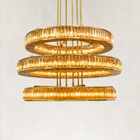 Miracle Luxury Amber Crystal 3-Tired Chandelier