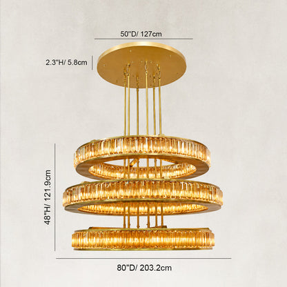 Miracle Luxury Amber Crystal 3-Tired Chandelier