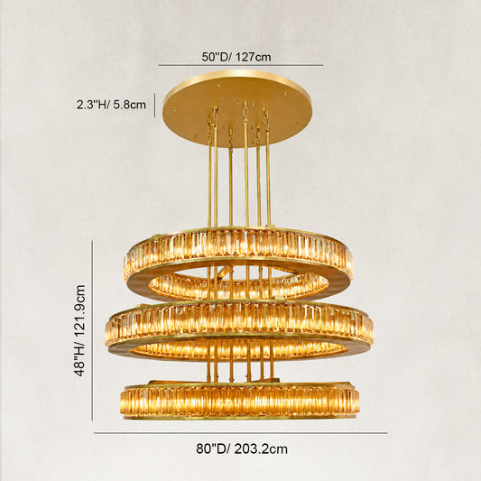 Miracle Luxury Amber Crystal 3-Tired Chandelier