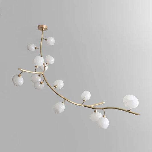 Modern Linear Brass Branches Chandelier for Dining Room