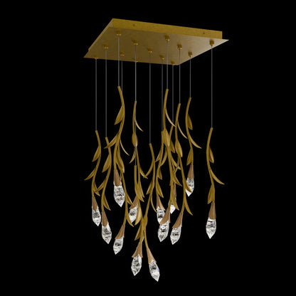 Modern Luxury Floating Branches Floral Crystal Chandelier with Square Canopy