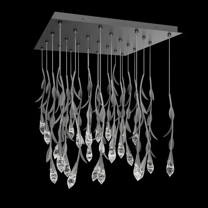 Modern Luxury Floating Branches Floral Crystal Chandelier with Square Canopy