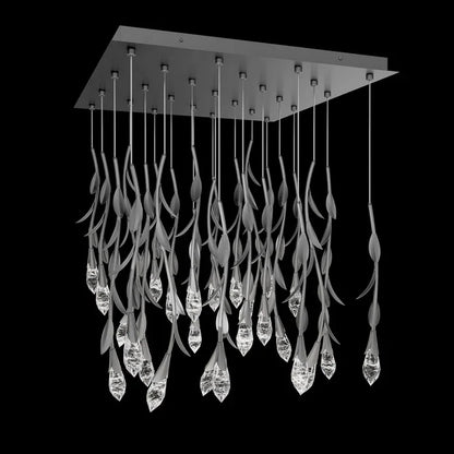Modern Luxury Floating Branches Floral Crystal Chandelier with Square Canopy