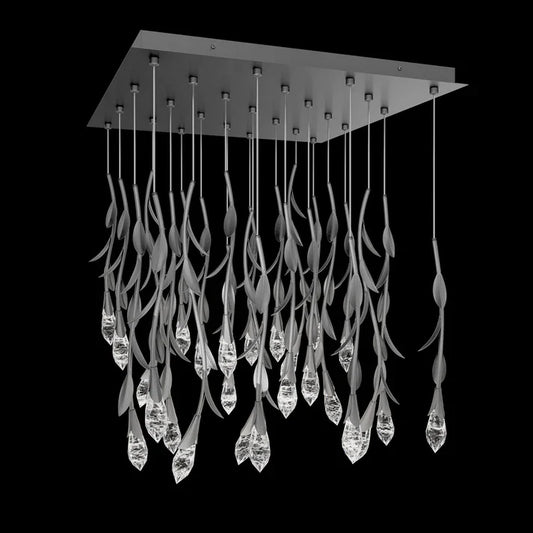 Modern Luxury Floating Branches Floral Crystal Chandelier with Square Canopy