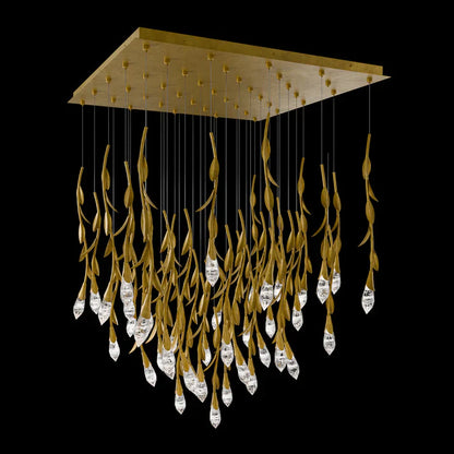 Modern Luxury Floating Branches Floral Crystal Chandelier with Square Canopy