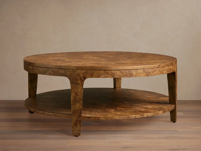 Mogadore Mappa Burl Round Coffee Table