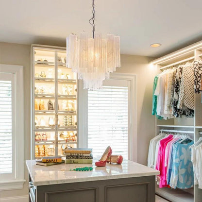 Edien Tube Chandelier- Alabaster white