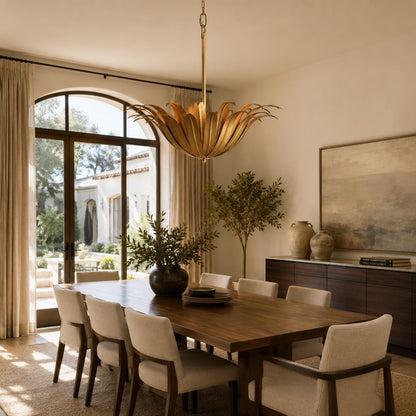 Myra Palm Leaf & Brass Pendant