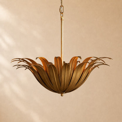 Myra Palm Leaf & Brass Pendant