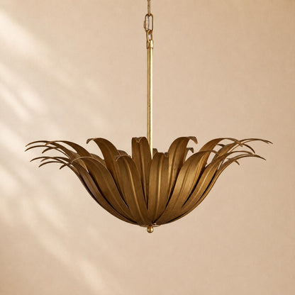 Myra Palm Leaf & Brass Pendant
