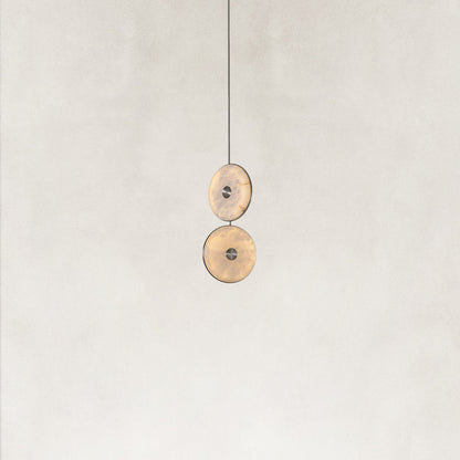 Nebula Natural Alabaster Disc Double Pendant Light 14"D