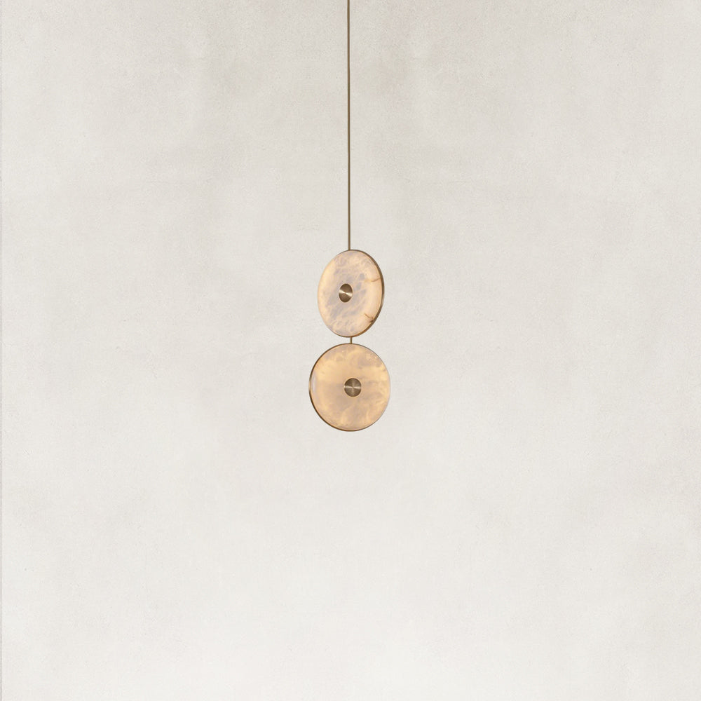 Nebula Natural Alabaster Disc Double Pendant Light 14"D